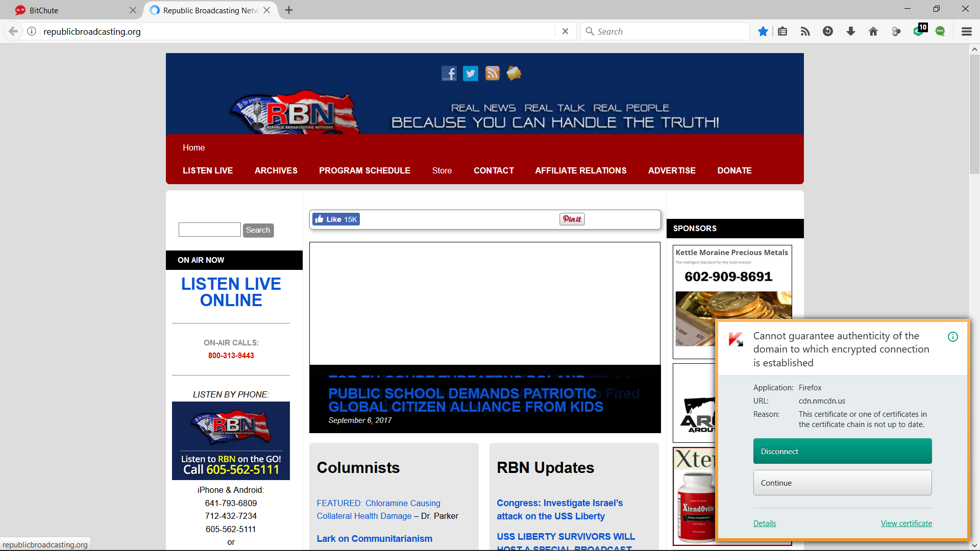 Republic Broadcasting Network » RBN website now on Firefox hit-list?